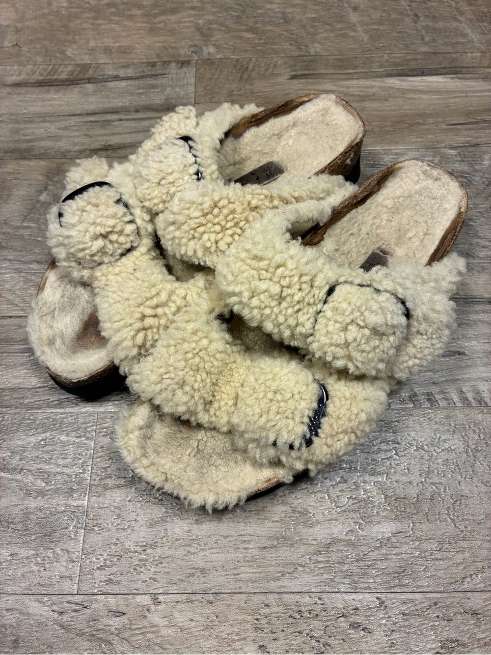 Birkenstock Papillio Big Buckle Shearling Teddy Arizona Sandals - Picture 10 of 11